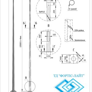 Galvanized octagonal pole 10ASO 62/191-F(4)
