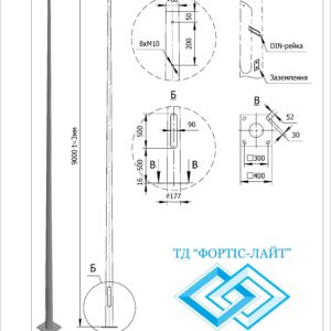 Опора оцинкована кругла 9AS 60/177-F(3)